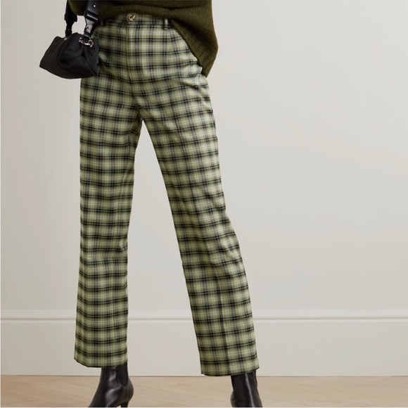 Reformation Pants - Reformation Franklin Pant size 4 Small Green Plaid Academia Preppy
